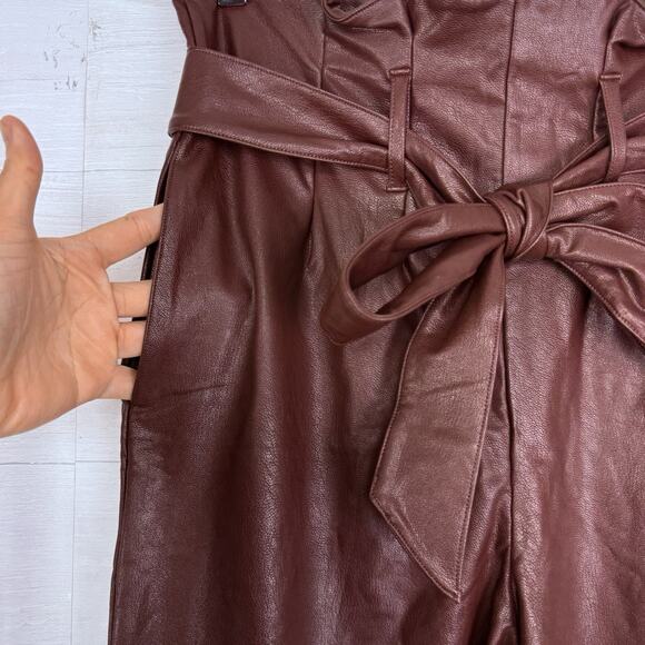Commando Vegan Faux Leather Paperbag Pants Size Medium Ox Blood Red Grunge‎ Fall - Picture 6 of 16
